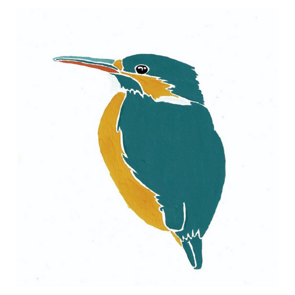 card, art, art card, gift, gouache, kingfisher, artist, Michigan, Grand Rapids