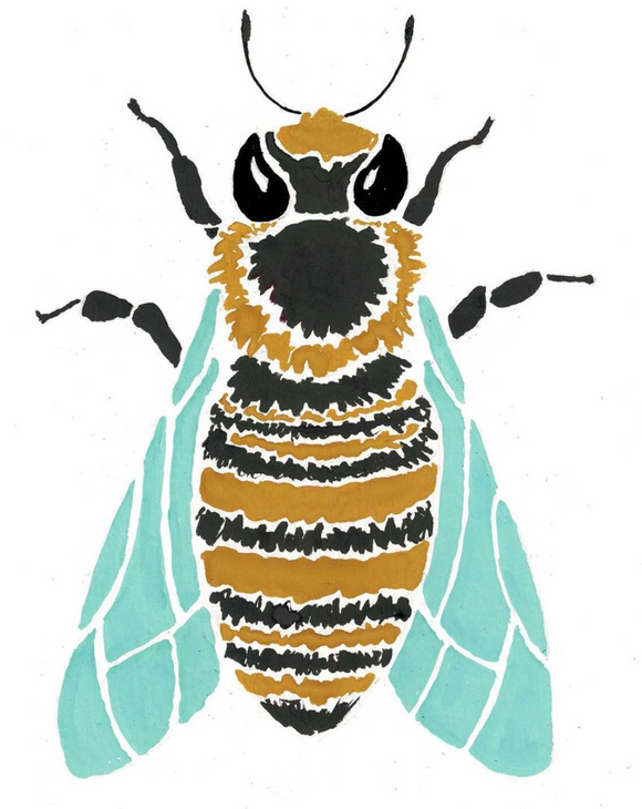 honey bee, apiary, apiarist, bee keeper, Michigan, Grand Rapids, artist, art, sweet, fuzzy bee, insect, gift, card, give art